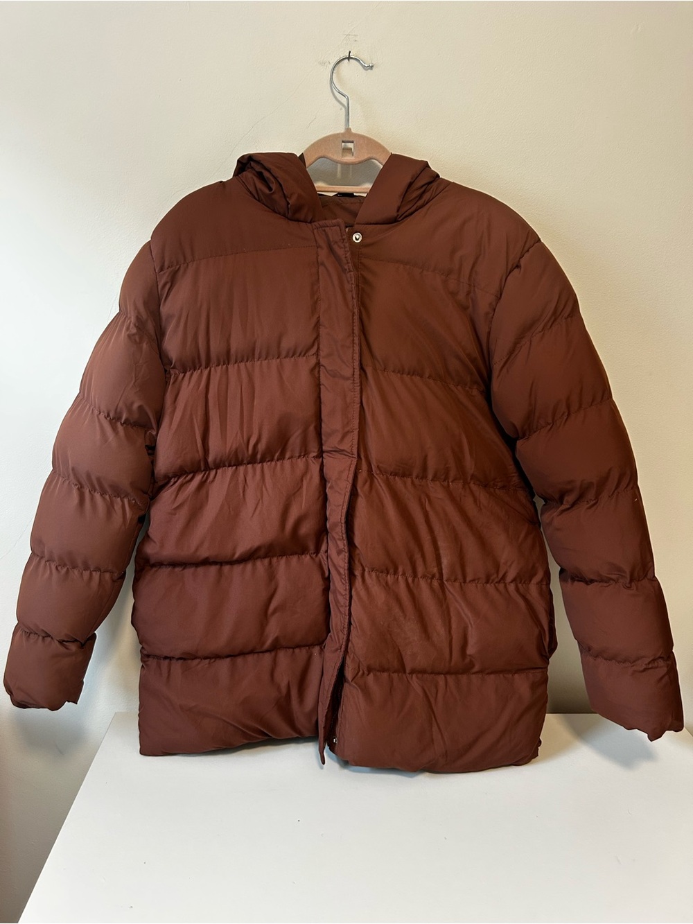 Women's Hooded Puffer Coat in Chestnut Brown